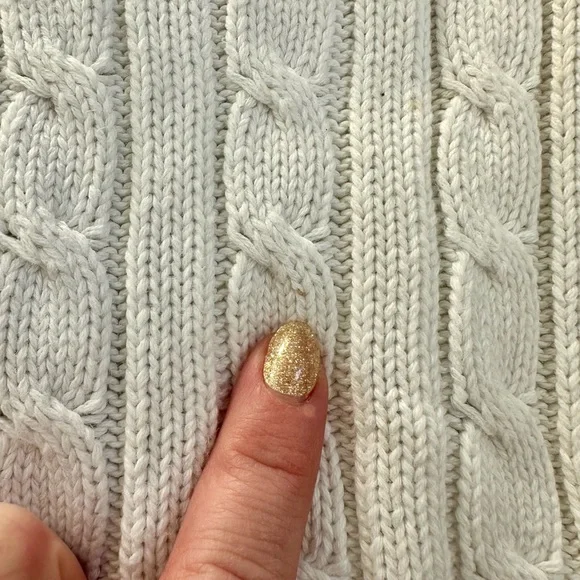 L.L. Bean Ivory Cable Knit Crewneck Sweater - Picture 6 of 6